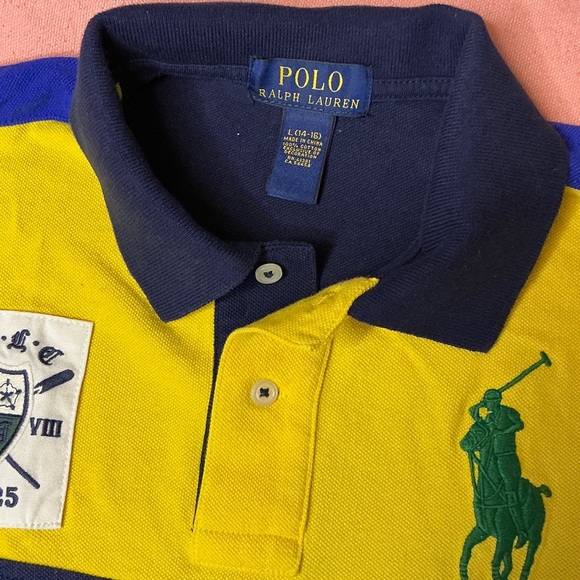 Polo by Ralph Lauren Yellow and Blue Colorblock Shirt - Picture 4 of 9